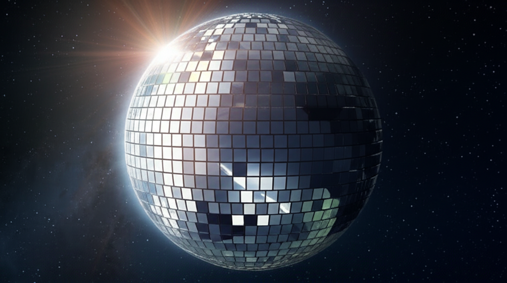 Earth covered with mirrors like a disco ball